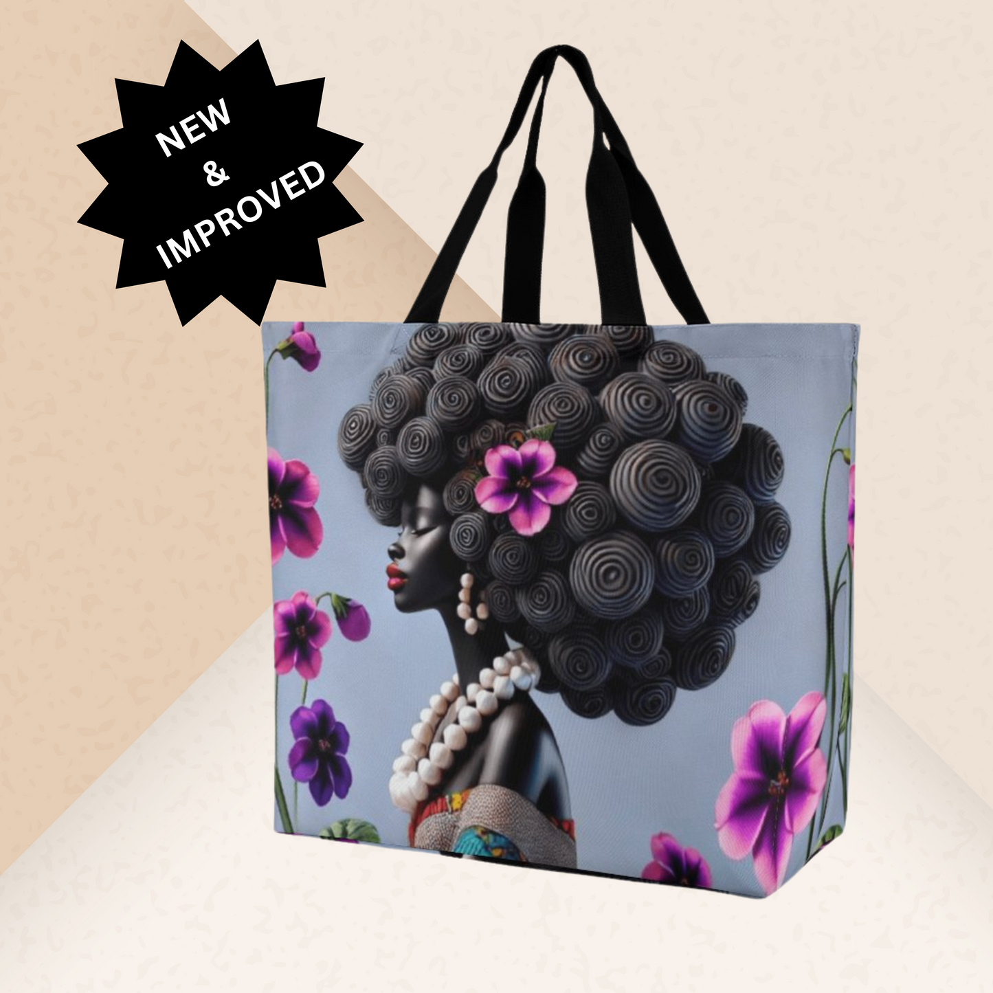 Floral Silhouette Shopping Tote Bag