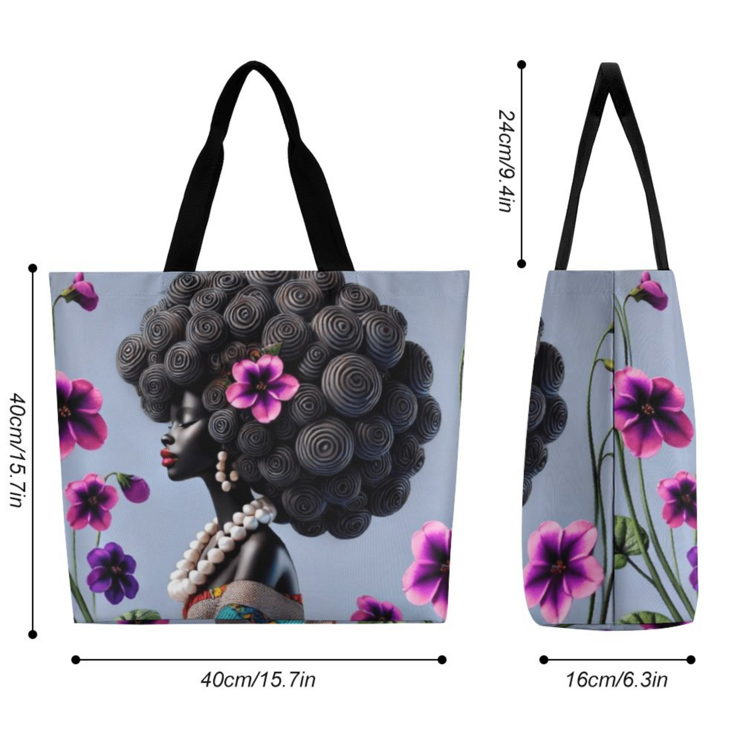 Floral Silhouette Shopping Tote Bag
