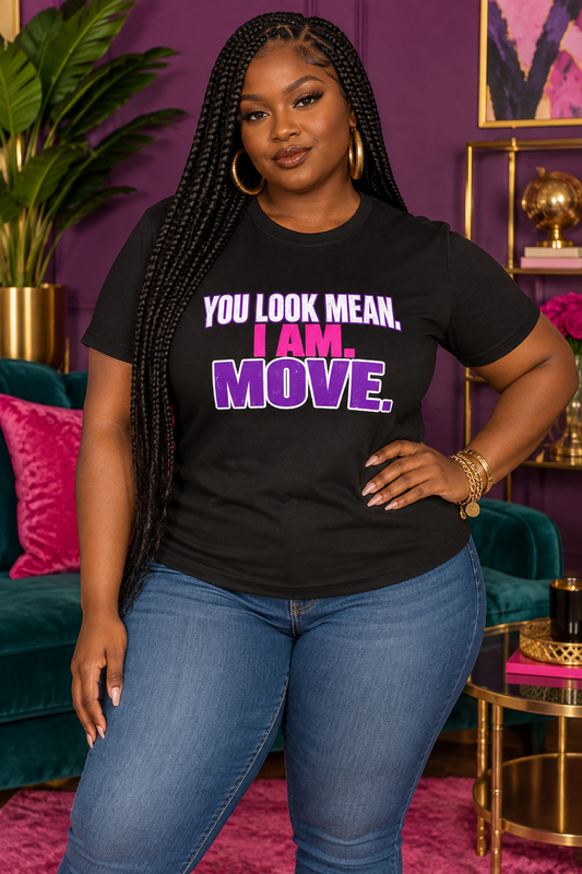You Look Mean Unisex Heavy Cotton Tee (Pink Writing)