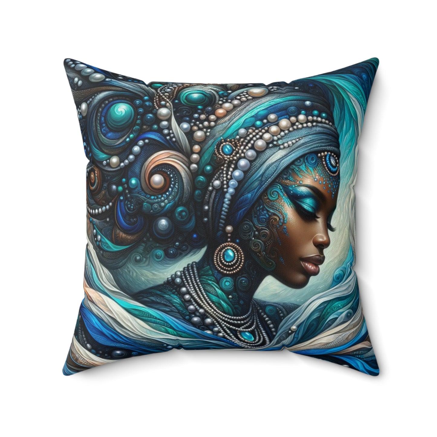 "Oceanic Elegance: Mystical Mermaid" Spun Polyester Square Pillow