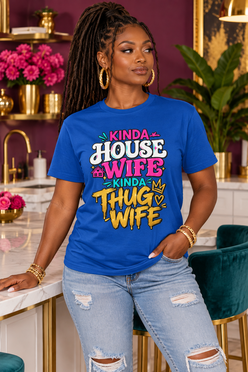 Kinda House Wife Kinda Thug Wife Statement Tee