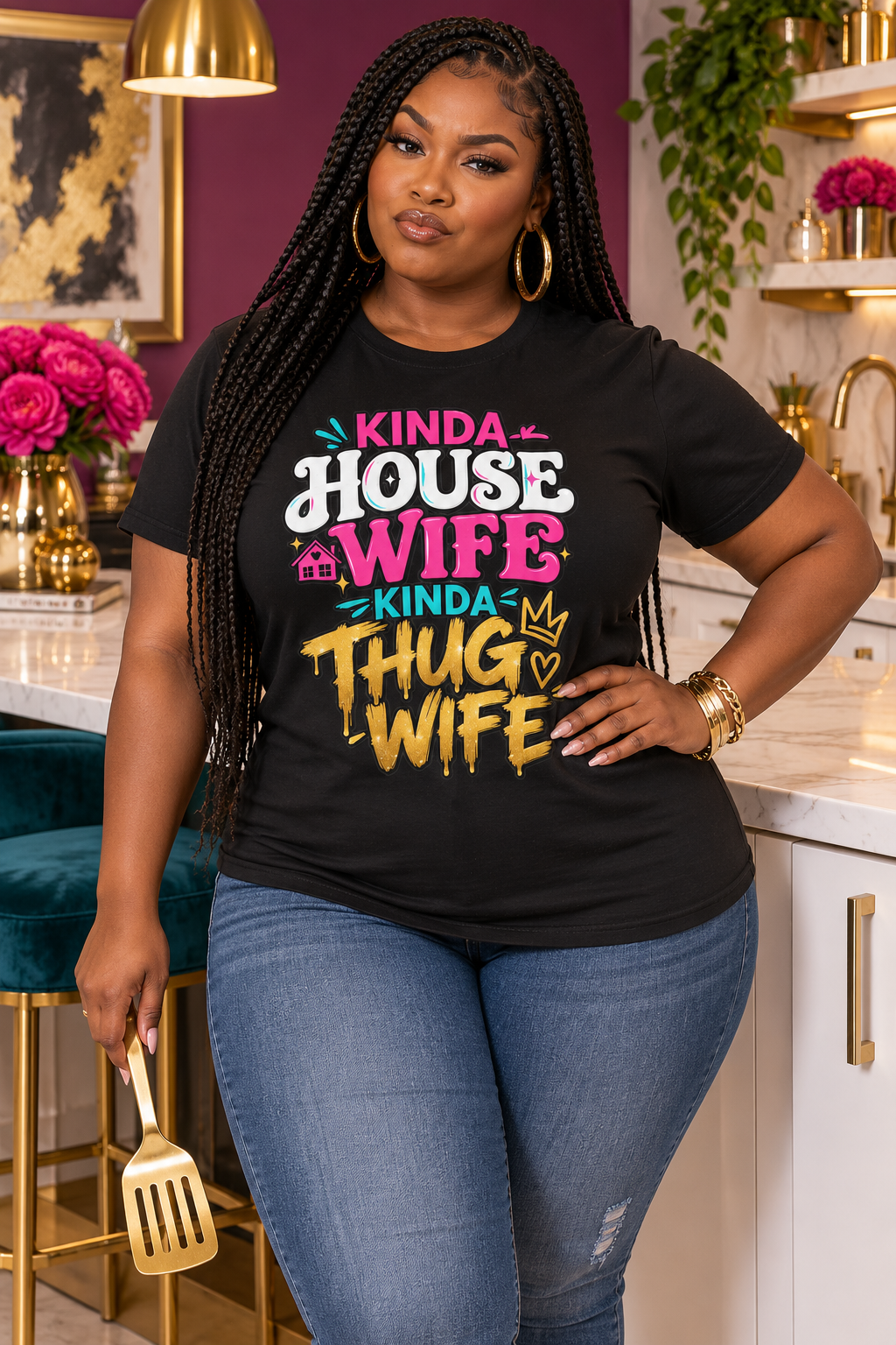 Kinda House Wife Kinda Thug Wife Statement Tee