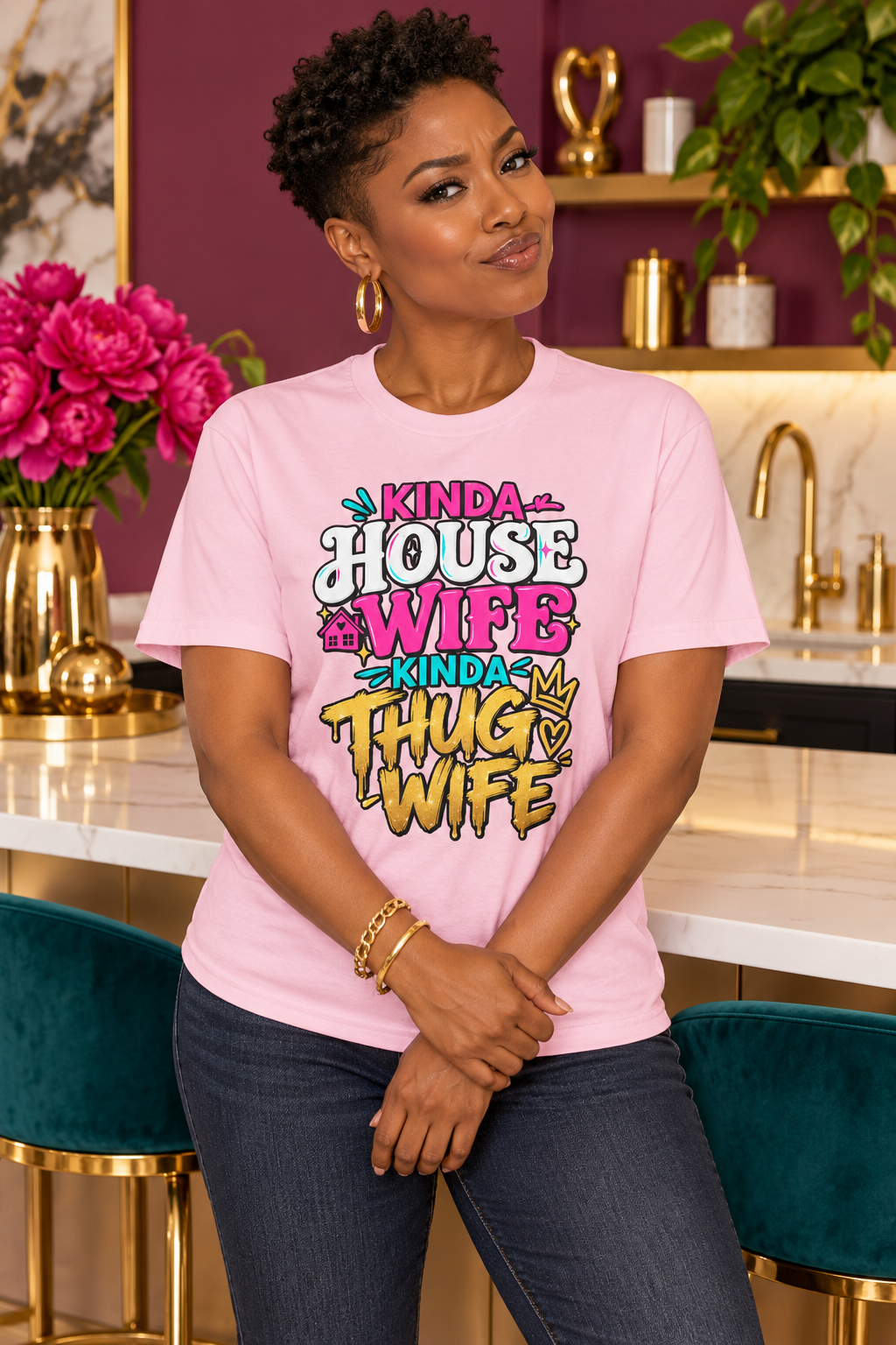 Kinda House Wife Kinda Thug Wife Statement Tee