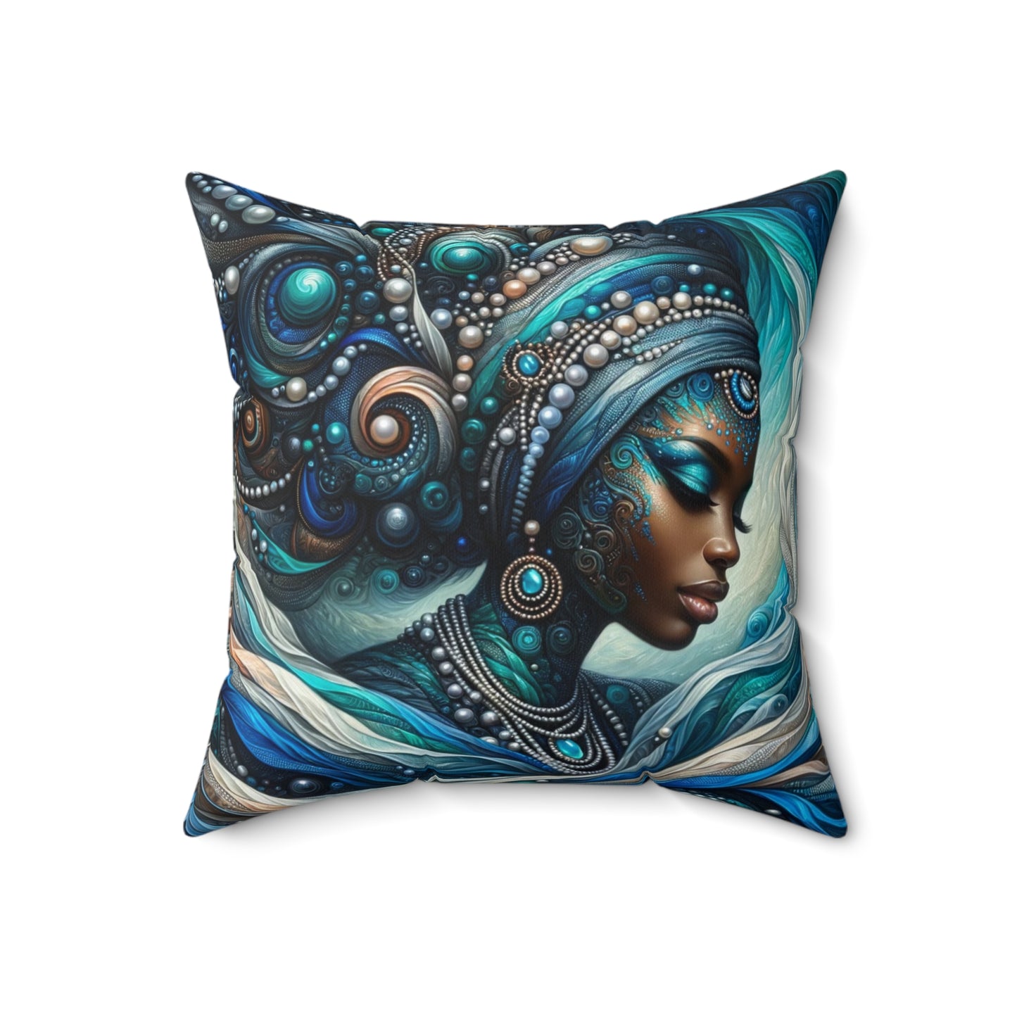 "Oceanic Elegance: Mystical Mermaid" Spun Polyester Square Pillow