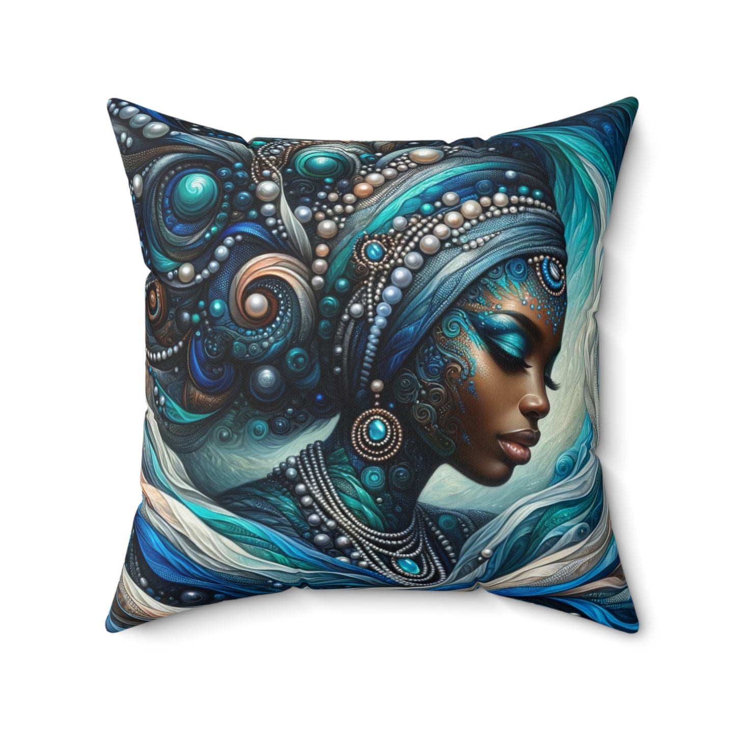 "Oceanic Elegance: Mystical Mermaid" Spun Polyester Square Pillow