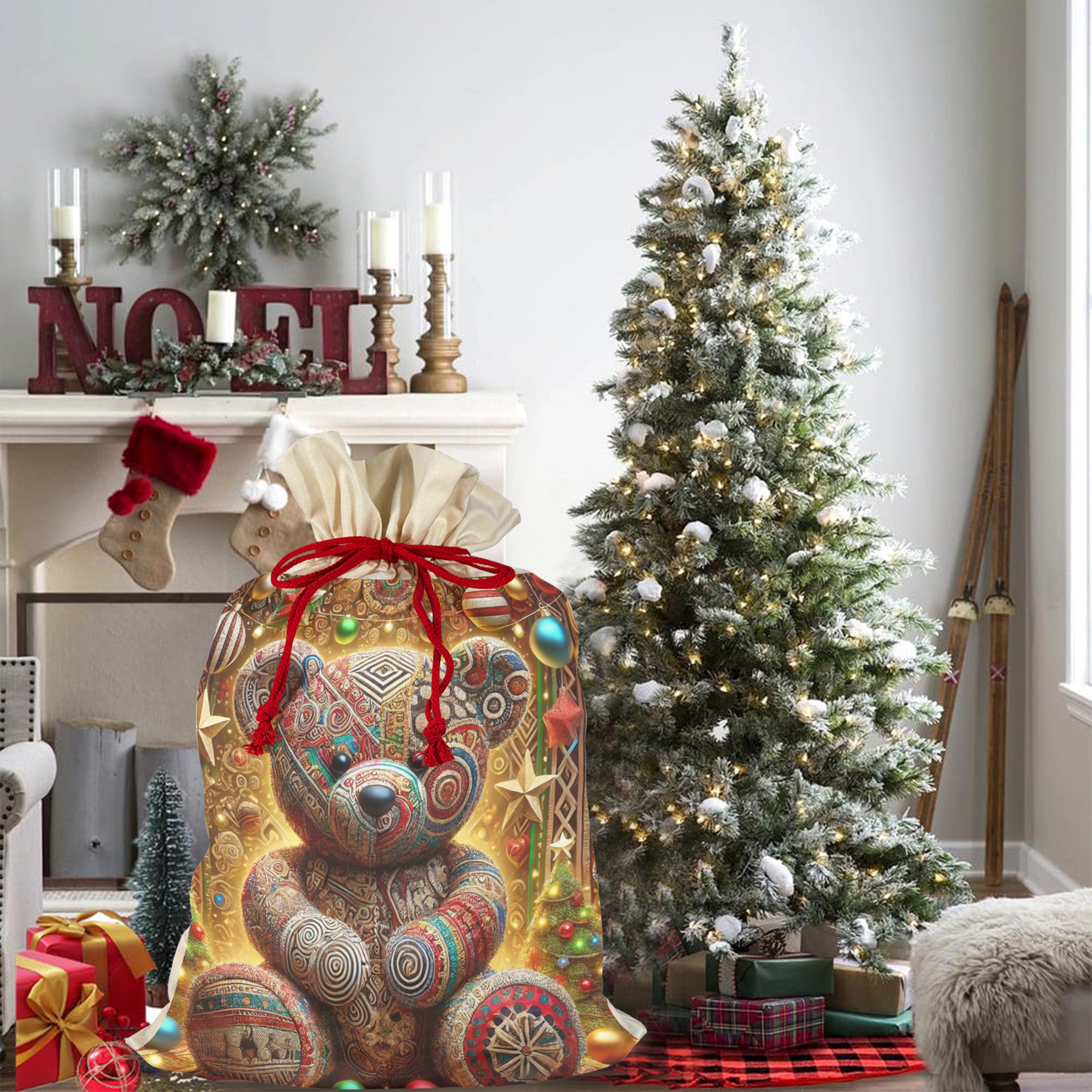 Enchanted Patchwork Teddy Santa Bag