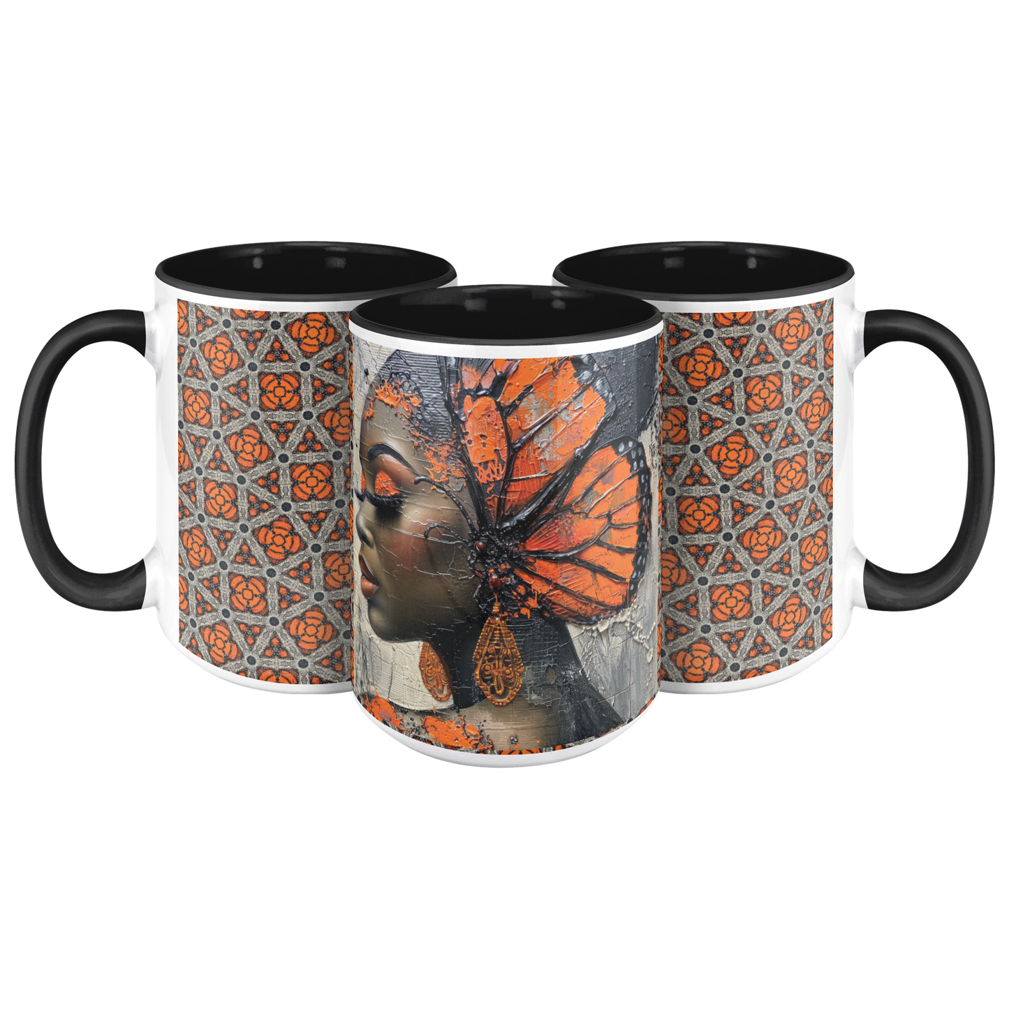 "Butterfly Essence" 15oz Black Accent Mug