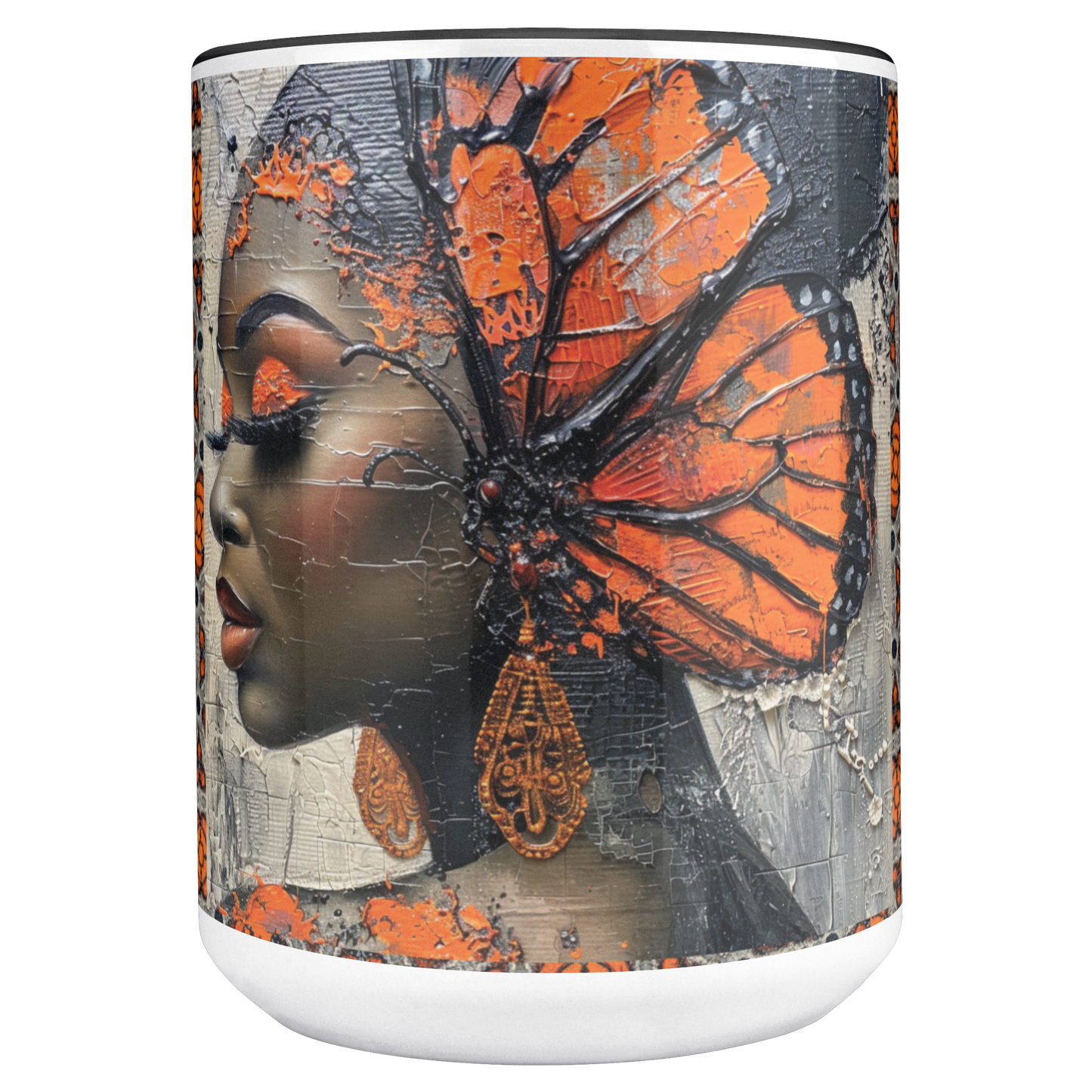 "Butterfly Essence" 15oz Black Accent Mug