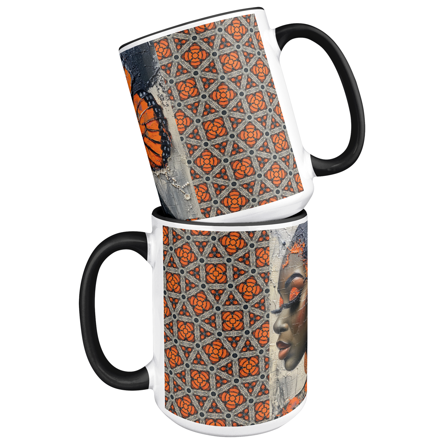 "Butterfly Essence" 15oz Black Accent Mug