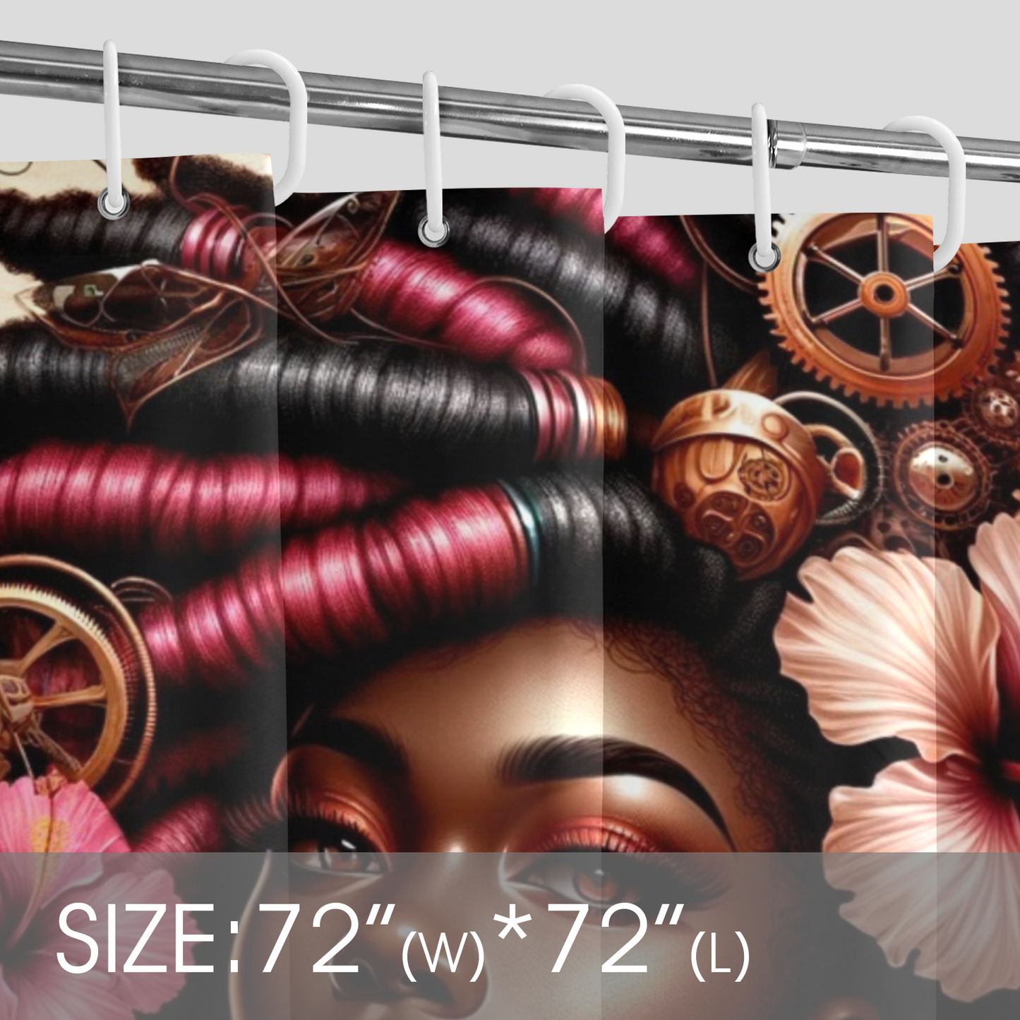 Steampunk Blossom Shower Curtain 72"x72"