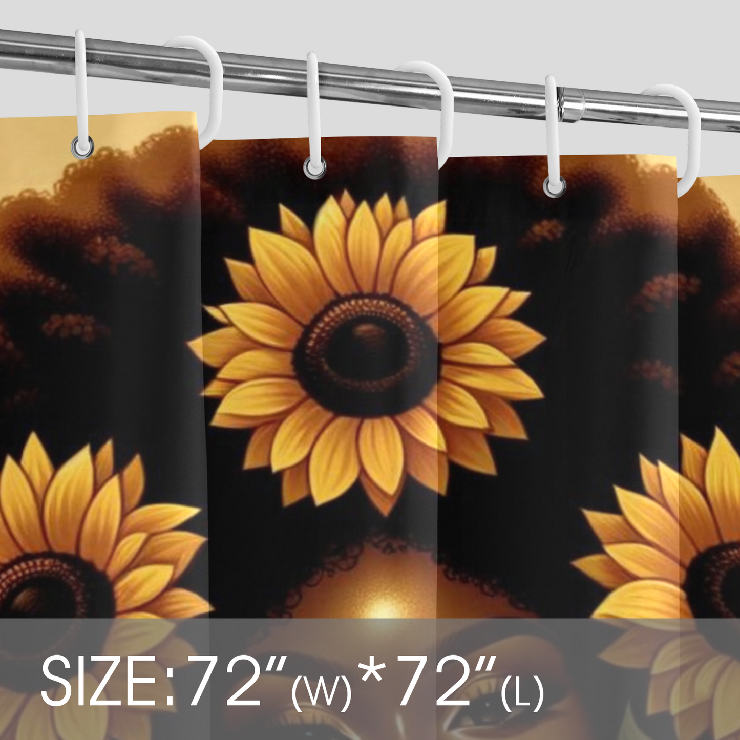 Sunflower Radiance Afro Beauty Shower Curtain 72"x72"