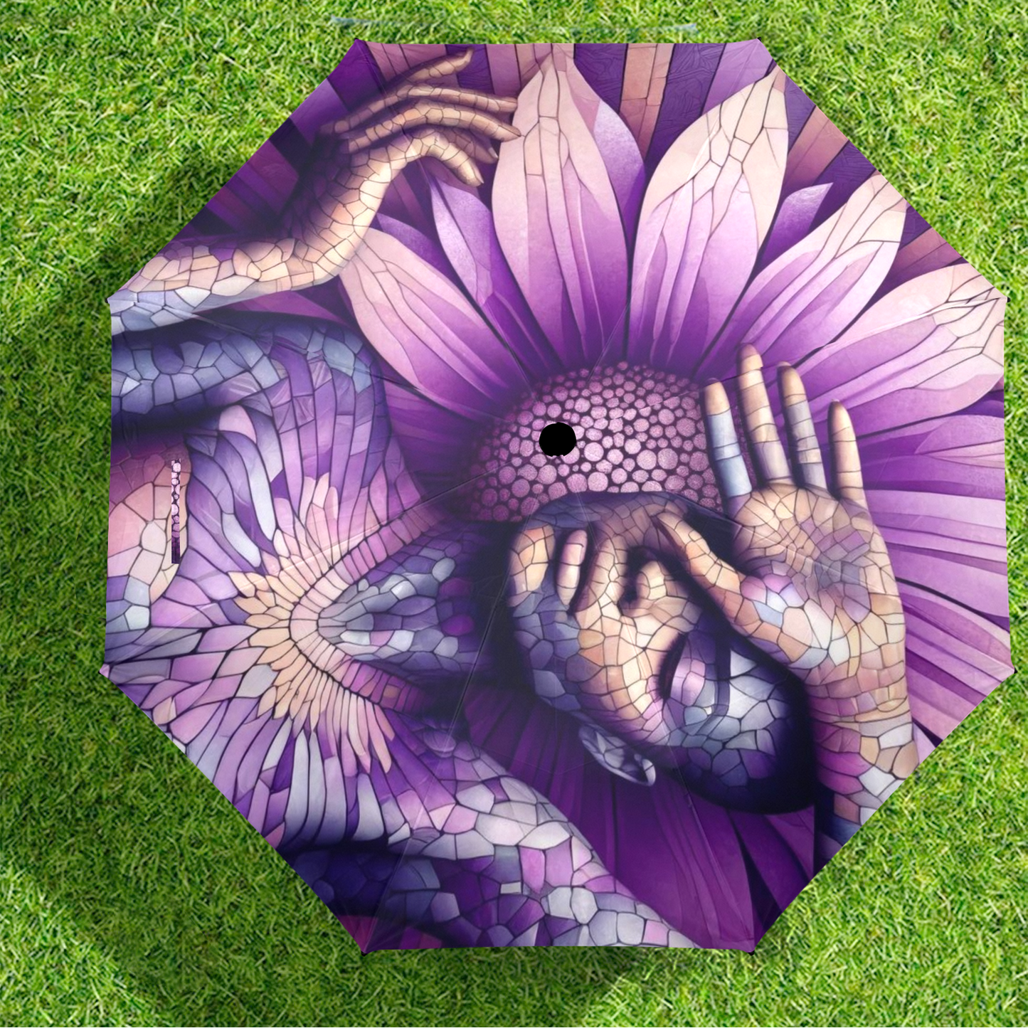 "Radiant Bloom: Elegant Purple Floral" Umbrella