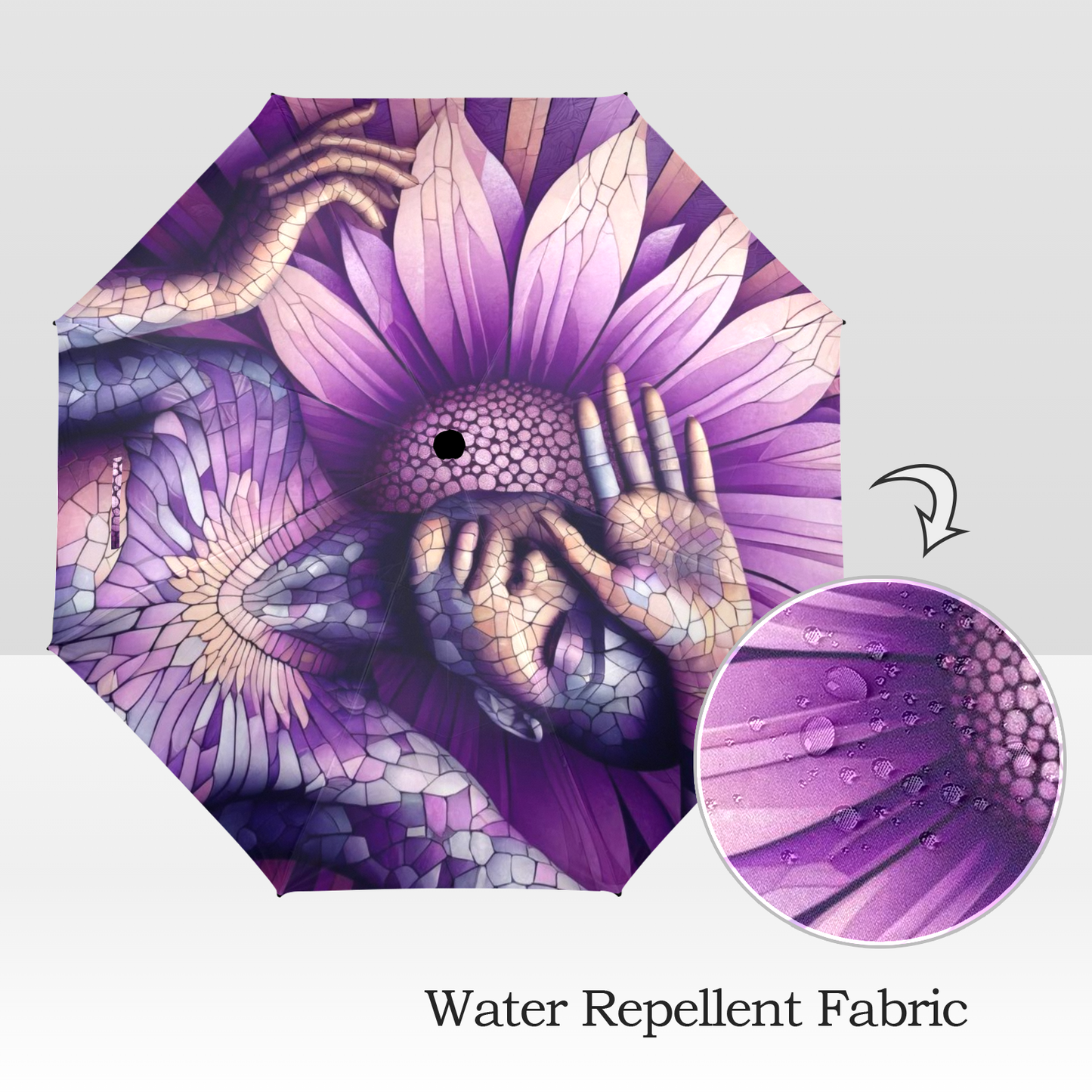 "Radiant Bloom: Elegant Purple Floral" Umbrella